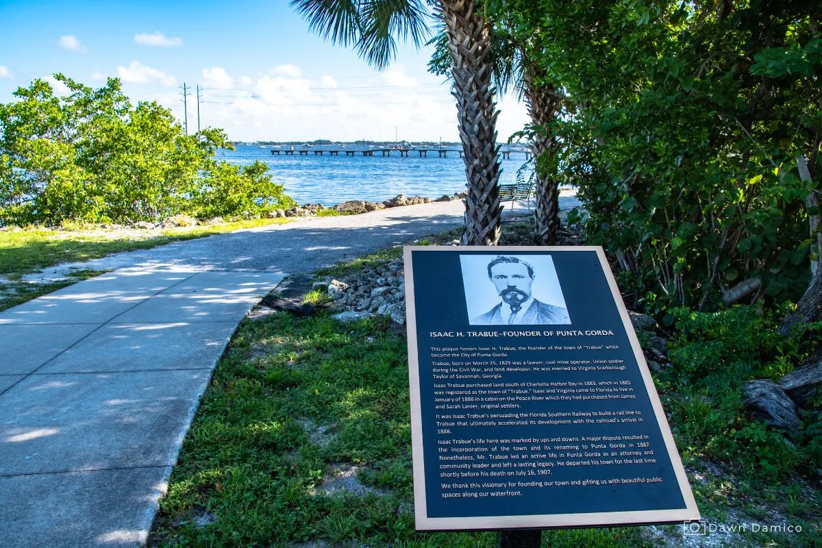 Punta Gorda FL-Trabue The historical marker for Colonel Trabue, founder of Punta Gorda, Florida