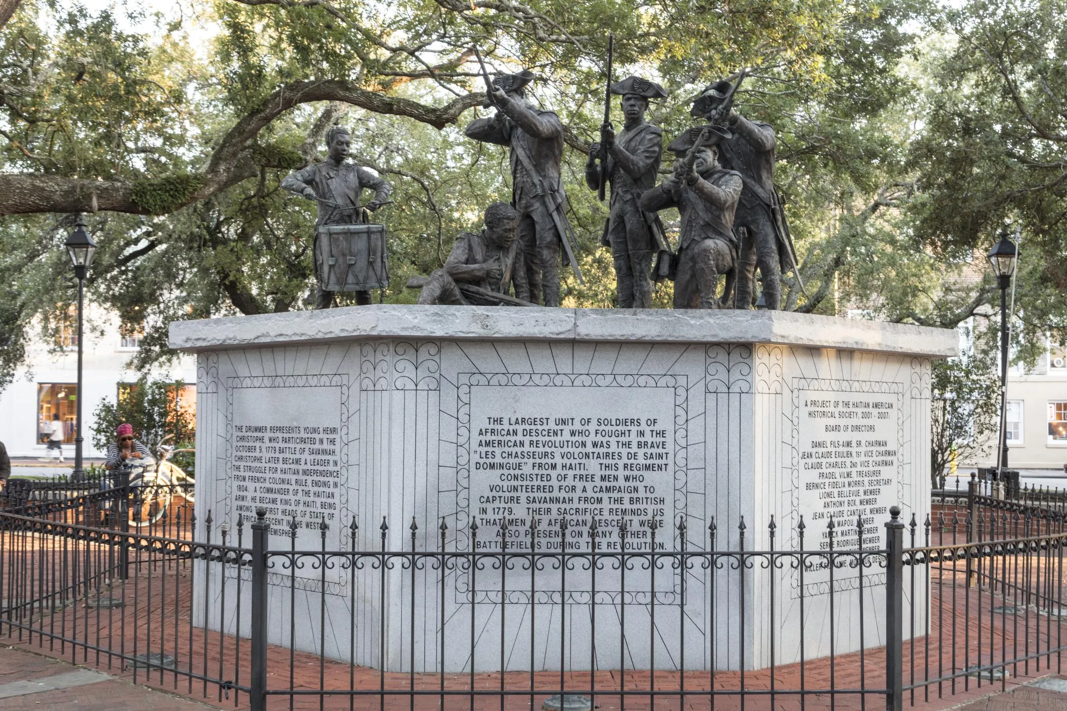 Savannah GA-American Revolution-les chasseurs volontaires de saint domingue haiti American revolution monument in Savannah Georgia honoring the volunteer soldiers from Haiti that helped during the war